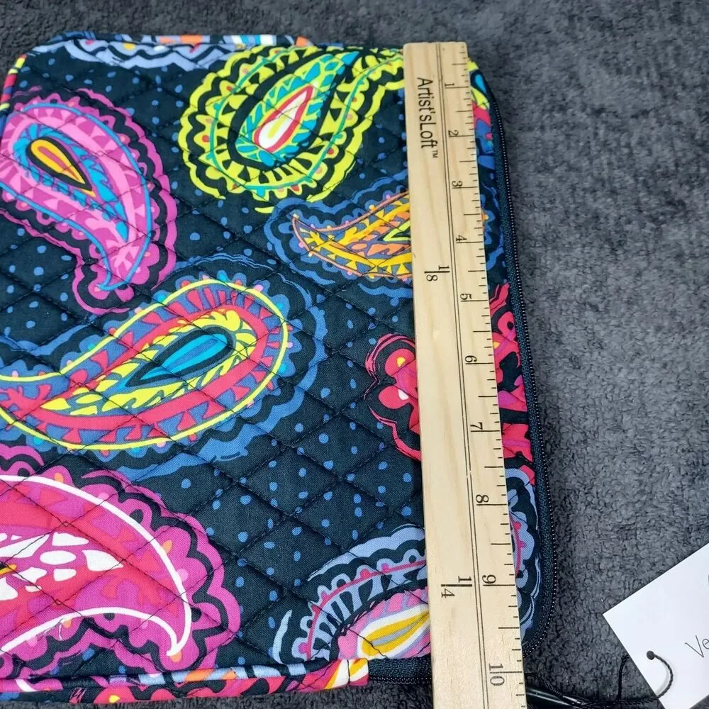 Vera Bradley Twilight Paisley Tablet Sleeve NWT Black Multicolor Zip Up
